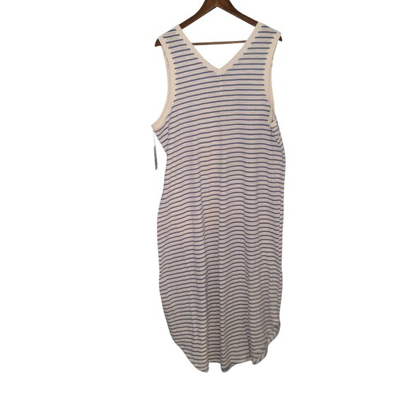 Time And Tru XXL Blue & White Striped Sleeveless V-Neck Dress - Picture 4 of 8